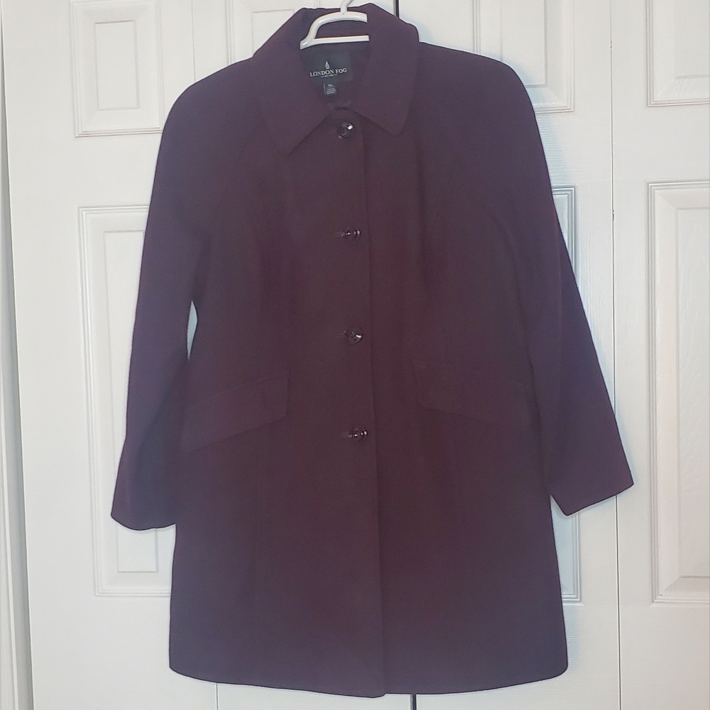 Womens London Fog Wool Coat Single Breasted Lined Pockets Knee Length
